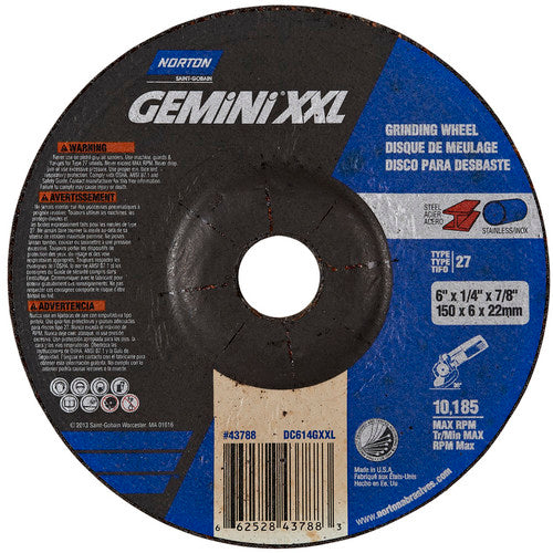 6″ × 1/4″ × 7/8″ Gemini Depressed Center Wheel Type 27 Aluminum Oxide - All Tool & Supply