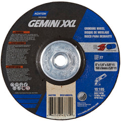 ‎6″ × 1/4″ × 5/8″-11 Gemini Depressed Center Wheel Type 27 Aluminum Oxide - All Tool & Supply