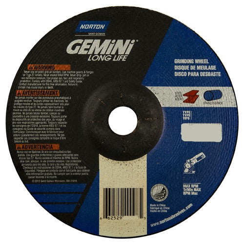 7 × 1/4 × 7/8″ Gemini Long Life Grinding Wheel A 24 R Type 27 - All Tool & Supply