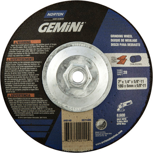 7″ × 1/4″ × 5/8″ Gemini Non-Woven Depressed Center Wheel Type 28 Saucer - All Tool & Supply