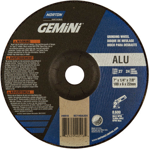 7″ × 1/4″ × 7/8″ Gemini Non-Woven Depressed Center Wheel Type 27 24 Grit Aluminum Oxide - All Tool & Supply