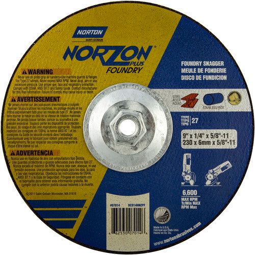 9″ × 1/4″ × 5/8″ NorZon Plus Non-Woven Depressed Center Wheel Type 27 - All Tool & Supply