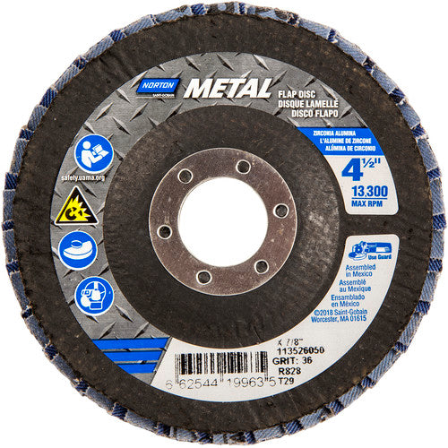 ‎4-1/2 × 7/8″ Metal Fiberglass Conical Flap Disc Type 29 P36 Grit R828 Zirconia Alumina - All Tool & Supply