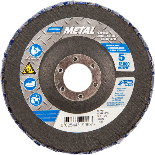 5″ × 1/4″ × 7/8″ Metal Flap Disc Type 29 Conical 36 Grit Zirconia Alumina - All Tool & Supply