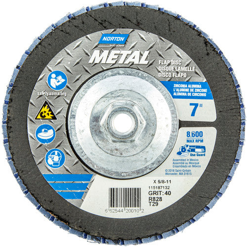 ‎7 × 5/8 - 11″ Metal Fiberglass Conical Flap Disc Type 29 P40 Grit R828 Zirconia Alumina - All Tool & Supply