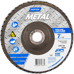 7″ × 1/4″ × 7/8″ Metal Flap Disc Type 27 Flat 80 Grit Zirconia Alumina - All Tool & Supply