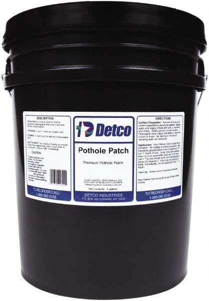 Detco - 5 Gal Pothole Patch - Black, 5 Sq Ft Coverage - All Tool & Supply