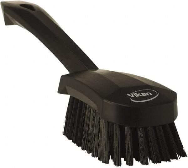 Vikan - 1.3" Bristle Length, Polyester Scrub Brush - 4-1/4" Long x 2-3/4" Wide Head, 10" OAL, Black, Polypropylene Block - All Tool & Supply