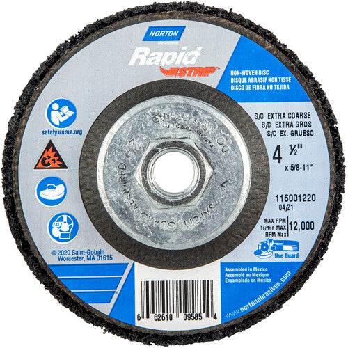 ‎4-1/2 × 5/8 - 11″ Bear-Tex Rapid Strip Non-Woven Depressed Center Disc Silicon Carbide Extra Coarse Grit Type 27 - All Tool & Supply