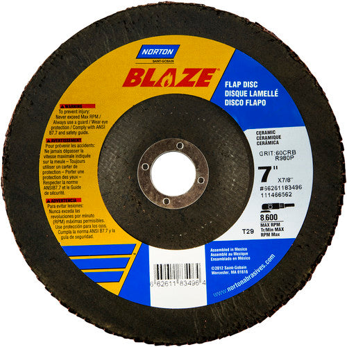 7″ × 1/4″ × 7/8″ SG Blaze R980P Flap Disc Type 29 Conical 80 Grit - All Tool & Supply