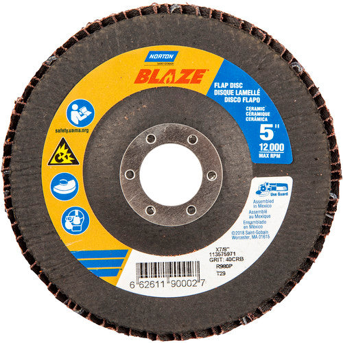 5 × 7/8″ Blaze Fiberglass Conical Flap Disc Type 29 40 Grit R980P Premium Ceramic Alumina - All Tool & Supply