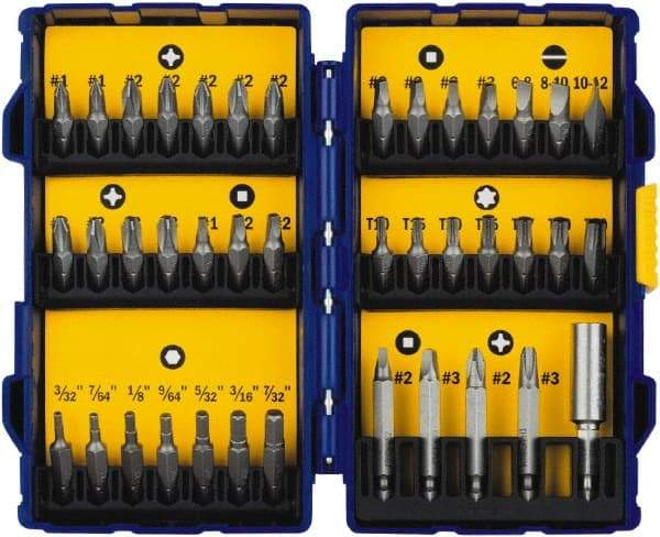 Irwin - 40 Piece, 1/4" Drive Screwdriver Bit Set - #1 to #3 Phillips, 0.05 to 1/4" Hex, 1.27 to 10mm Hex, T10 to T40 Torx - All Tool & Supply