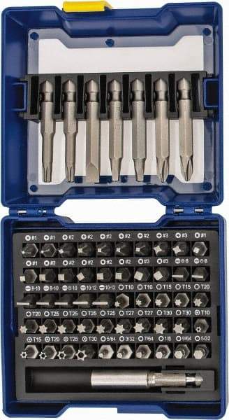 Irwin - 58 Piece, 1/4" Drive Screwdriver Insert Bit Set - #1 to #3 Phillips, 0.05 to 1/4" Hex, 1.27 to 10mm Hex, T10 to T40 Torx, #1 to #3 Square Recess - All Tool & Supply