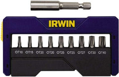 Irwin - 10 Piece, 1/4" Drive Screwdriver Insert Bit Set - 0.05 to 1/4" Hex, 1.27 to 10mm Hex, T10 to T40 Torx - All Tool & Supply