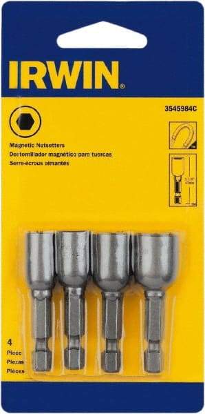 Irwin - 4 Piece, Nutsetter Handle, Bit Holder - 1/4" Hex Drive - All Tool & Supply