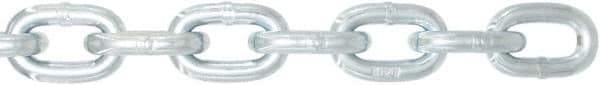 Value Collection - 3/8" Welded High Test Chain - 5,400 Lb Capacity, Grade 40, 75' Long, Zinc Plated Finish - All Tool & Supply