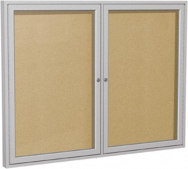 Ghent - 48" Wide x 36" High Enclosed Cork Bulletin Board - Vinyl, Caramel - All Tool & Supply