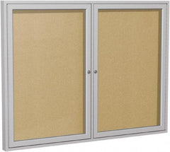 Ghent - 48" Wide x 36" High Enclosed Cork Bulletin Board - Vinyl, Caramel - All Tool & Supply