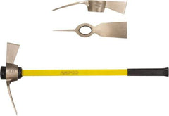 Ampco - 5 Lb Head Nonsparking Mattock - 36-1/4" OAL, 16" Long Blade, Fiberglass Straight Handle - All Tool & Supply