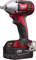 Milwaukee Tool - 1/2" Drive 18 Volt Pistol Grip Cordless Impact Wrench & Ratchet - 0 to 2,200 RPM, 0 to 3,350 BPM, 183 Ft/Lb Torque, 2 Lithium-Ion Batteries Included - All Tool & Supply