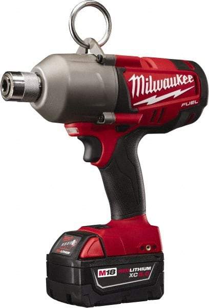 Milwaukee Tool - 7/16" Drive 18 Volt Pistol Grip Cordless Impact Wrench & Ratchet - 1,700 RPM, 0 to 2,300 BPM, 500 Ft/Lb Torque, 2 Lithium-Ion Batteries Included - All Tool & Supply