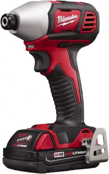 Milwaukee Tool - 18 Volt, 1/4" Drive, 125 Ft/Lb Torque, Cordless Impact Driver - Pistol Grip Handle, 2750 RPM, 2 Lithium-Ion Batteries Included - All Tool & Supply