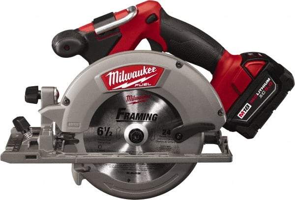 Milwaukee Tool - 18 Volt, 6-1/2" Blade, Cordless Circular Saw - 5,000 RPM, 1 Lithium-Ion Battery Included - All Tool & Supply