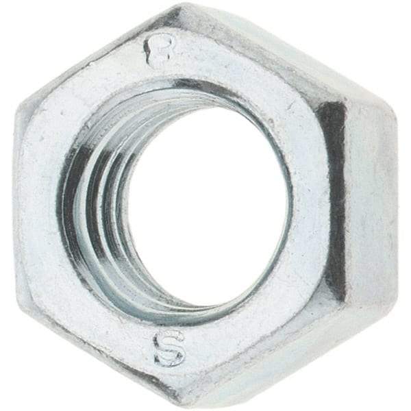 Value Collection - M8x1.25 Metric Coarse Steel Right Hand Hex Nut - 12mm Across Flats, 6.5mm High, Zinc-Plated Finish - All Tool & Supply