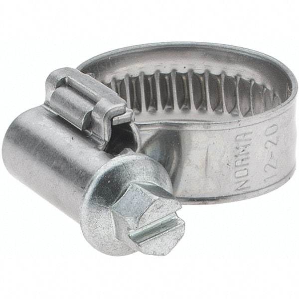 Value Collection - 12 to 20mm Diam, Stainless Steel Worm Drive Clamp - 9mm Wide - All Tool & Supply