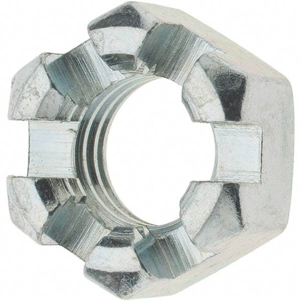 Value Collection - 5/8-11 UNC Grade 2 Steel Slotted Locknut - 15/16" Width Across Flats, 35/64" High, Zinc-Plated Finish - All Tool & Supply