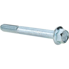 Made in USA - M8x1.25 Metric Coarse, 70mm Length Under Head, Hex Drive Flange Bolt - 30mm Thread Length, Grade 10.9 Alloy Steel, Smooth Flange, Zinc-Plated Finish - All Tool & Supply