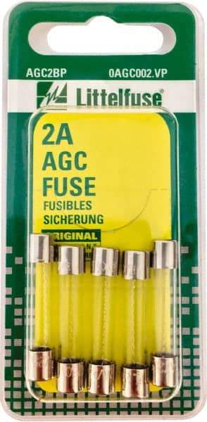 Value Collection - 2 Amp, Fast-Acting Miniature Glass/Ceramic Fuse - 1-1/4" OAL, 1/4" Diam - All Tool & Supply