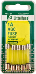 Value Collection - 1 Amp, Fast-Acting Miniature Glass/Ceramic Fuse - 1-1/4" OAL, 1/4" Diam - All Tool & Supply