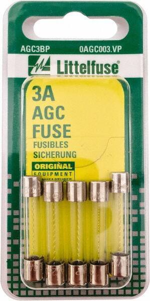 Value Collection - 32V AC/DC, 3 Amp, Fast-Acting Miniature Glass/Ceramic Fuse - 1-1/4" OAL, 1/4" Diam - All Tool & Supply