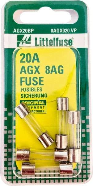 Value Collection - 32V AC/DC, 20 Amp, Fast-Acting Miniature Glass/Ceramic Fuse - 7/8" OAL, 1/4" Diam - All Tool & Supply