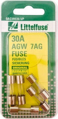 Value Collection - 32V AC/DC, 30 Amp, Fast-Acting Miniature Glass/Ceramic Fuse - 7/8" OAL, 1/4" Diam - All Tool & Supply