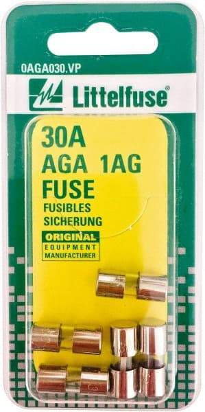 Value Collection - 32V AC/DC, 30 Amp, Fast-Acting Miniature Glass/Ceramic Fuse - 5/8" OAL, 1/4" Diam - All Tool & Supply