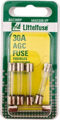 Value Collection - 32V AC/DC, 30 Amp, Fast-Acting Miniature Glass/Ceramic Fuse - 1-1/4" OAL, 1/4" Diam - All Tool & Supply