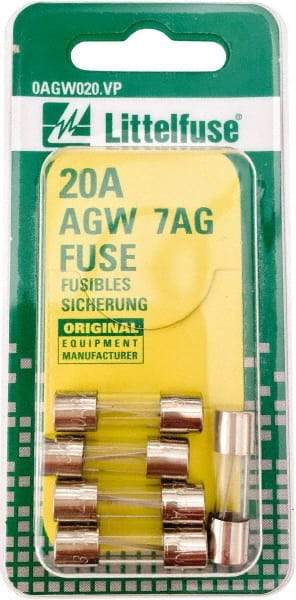 Value Collection - 32V AC/DC, 20 Amp, Fast-Acting Miniature Glass/Ceramic Fuse - 7/8" OAL, 1/4" Diam - All Tool & Supply