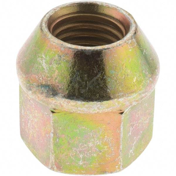 Value Collection - M12-1.5 Zinc Finish Wheel Nut - 19mm Hex, 23mm Overall Length, 60° Seat Angle - All Tool & Supply