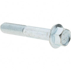 Value Collection - M10x1.50 Metric Coarse, 60mm Length Under Head, Hex Drive Flange Bolt - 35mm Thread Length, Grade 10.9 Alloy Steel, Smooth Flange, Zinc-Plated Finish - All Tool & Supply