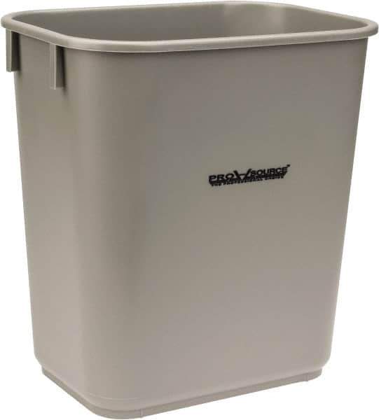 PRO-SOURCE - 14 Qt Gray Rectangle Trash Can - Polyethylene, 12-1/4" High x 8-1/4" Long x 11-1/4" Wide - All Tool & Supply