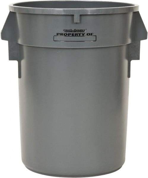 PRO-SOURCE - 32 Gal Round Trash Can - 31-3/4 Inch High, Gray, Polyethylene, Vented Rib Style, USDA Approved - All Tool & Supply