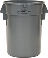 PRO-SOURCE - 32 Gal Round Trash Can - 31-3/4 Inch High, Gray, Polyethylene, Vented Rib Style, USDA Approved - All Tool & Supply