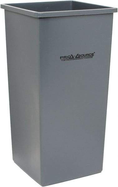 PRO-SOURCE - 32 Gal Gray Square Trash Can - Polyethylene, 31-3/4" High - All Tool & Supply