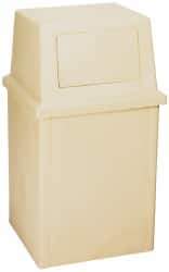 PRO-SOURCE - 35 Gal Beige Rectangle Trash Can - Polyethylene, 39-1/2" High - All Tool & Supply