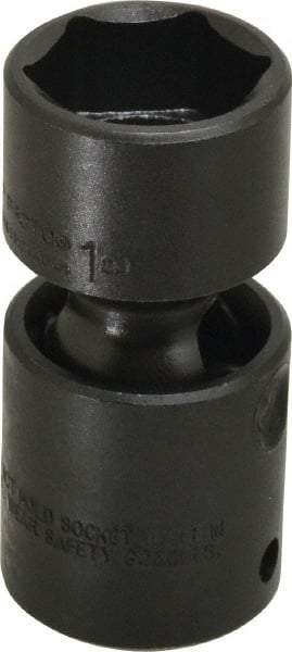 Proto - 1/2" Drive 1" Standard Universal Impact Socket - 6 Points, 2-29/32" OAL - All Tool & Supply