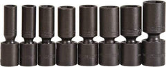 Proto - 8 Piece 1/2" Drive Deep Impact Socket Set - 6 Points, 1/2 to 15/16", Inch Measurement Standard - All Tool & Supply