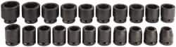 Proto - 21 Piece 3/4" Drive Black Finish Impact Socket Set - 6 Points, 19mm to 41mm Range, Metric Measurement Standard - All Tool & Supply