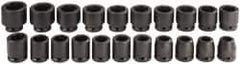 Proto - 21 Piece 3/4" Drive Black Finish Impact Socket Set - 6 Points, 19mm to 41mm Range, Metric Measurement Standard - All Tool & Supply